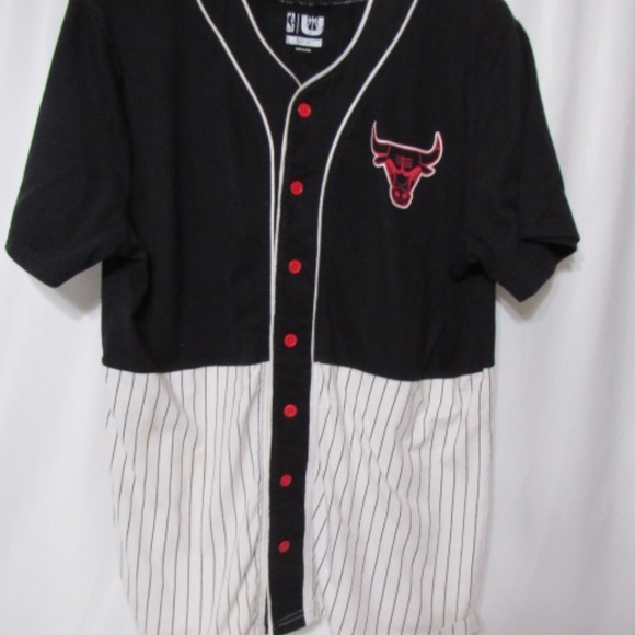 Chicago Bull NBA #66 Black White Snap Button Cotton Blend Jersey - Picture 2 of 10